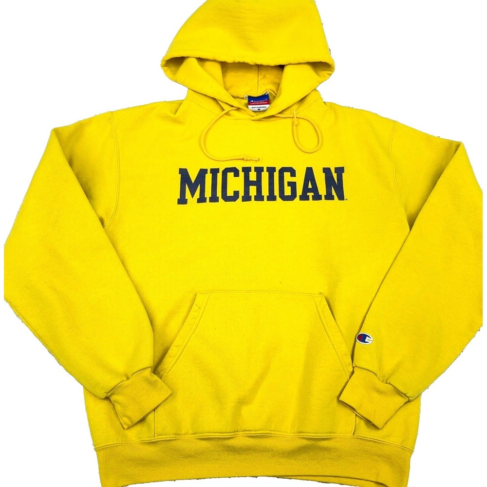 Vintage Michigan Wolverines Hoodie Men Medium Sweatshirt Sweater Spell Out Y2K *